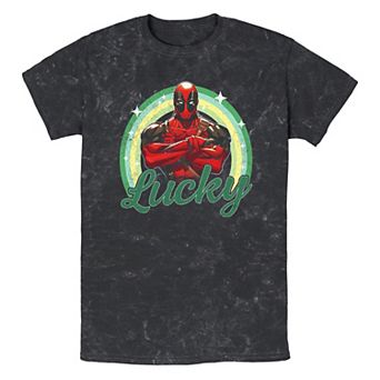 Men's Marvel Deadpool Lucky Mineral Wash Graphic Tee