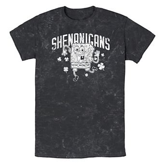 Men's SpongeBob SquarePants Happy Shenanigans Mineral Wash Graphic Tee