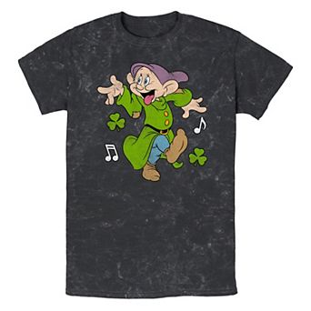 Disney's Snow White And The Seven Dwarfs Dopey Jig Dance Mineral Wash Men's Graphic Tee