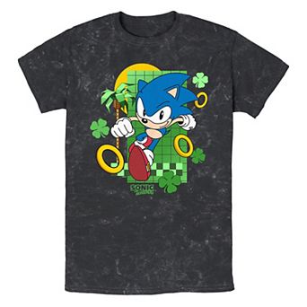 Men's Sonic The Hedgehog Running Rings Mineral Wash Graphic Tee