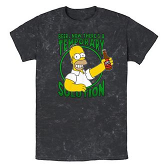 Men's The Simpsons Temporary Solution Mineral Wash Graphic Tee