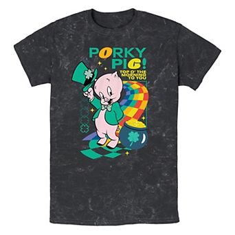 Men's Looney Tunes Porky Pig Top O' The Morning Mineral Wash Graphic Tee