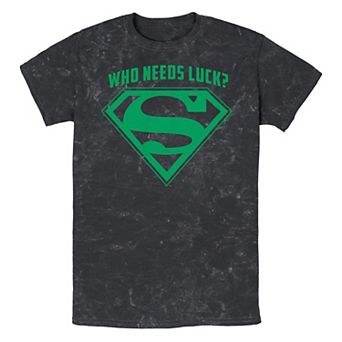 Men's DC Comics Superman Who Needs Luck? Mineral Wash Graphic Tee