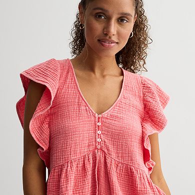 Juniors' Rewind Textured Ruffle Top