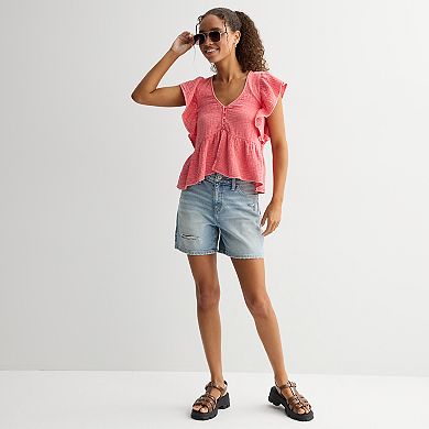 Juniors' Rewind Textured Ruffle Top