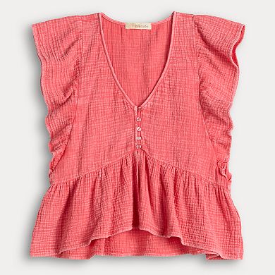 Juniors' Rewind Textured Ruffle Top