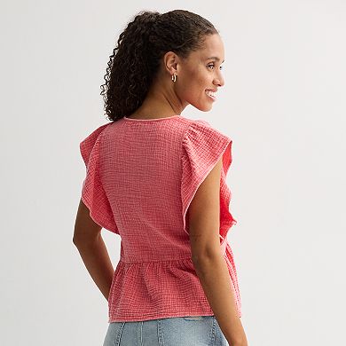 Juniors' Rewind Textured Ruffle Top