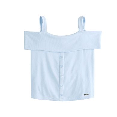 Girls 7-16 Limited Too Off The Shoulder Button Down Top