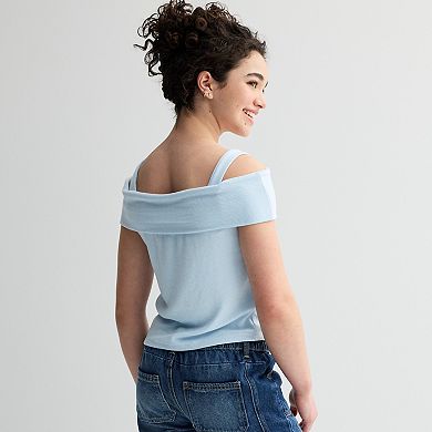 Girls 7-16 Limited Too Off The Shoulder Button Down Top