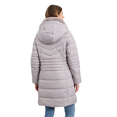 Women's London Fog Hooded Club Collar Walker Coat