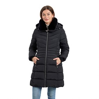Women's London Fog Hooded Club Collar Walker Coat