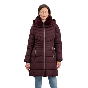 Women's London Fog Hooded Club Collar Walker Coat