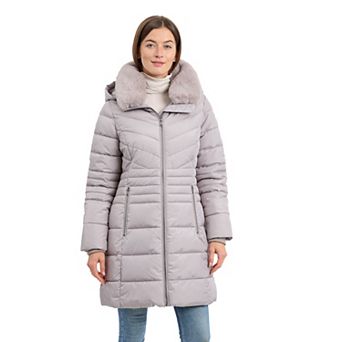 Women's London Fog Hooded Club Collar Walker Coat