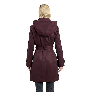 Women's London Fog Hooded Water-Resistant Raincoat
