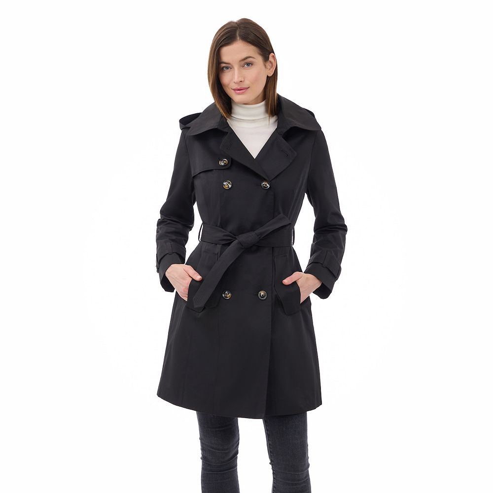LONDON FOG ブラック トレンチコート 42 REG Women's London Fog Trench Coat