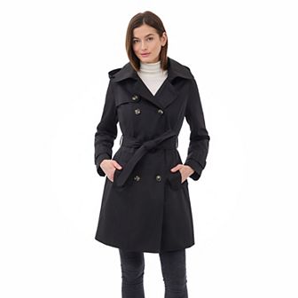 Women's London Fog Hooded Water-Resistant Raincoat