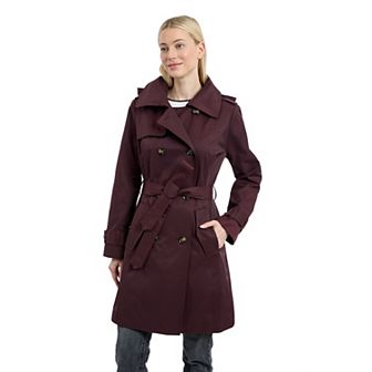Women's London Fog Hooded Water-Resistant Raincoat