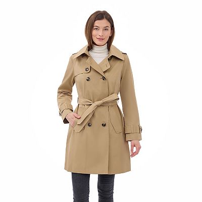 Women's London Fog Hooded Water-Resistant Raincoat