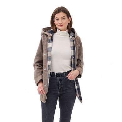 Women's London Fog Hooded Wool Coat