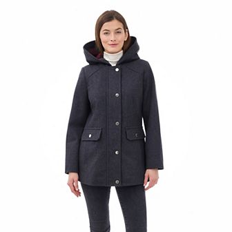 Women's London Fog Hooded Wool Coat