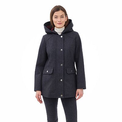 Women's London Fog Hooded Wool Coat