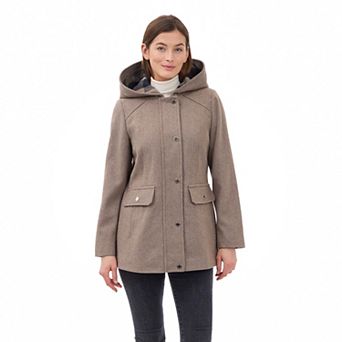 Women's London Fog Hooded Wool Coat