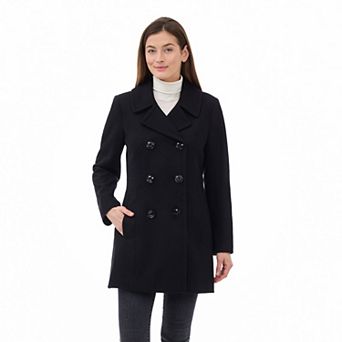 Women's London Fog Double-Breasted Wool Blend Peacoat