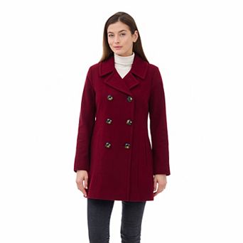 Women's London Fog Double-Breasted Wool Blend Peacoat