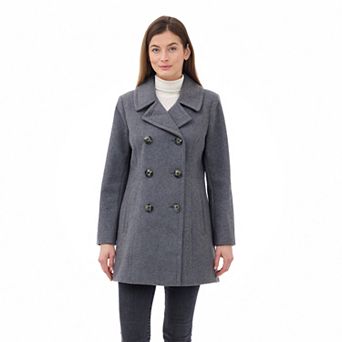 Women's London Fog Double-Breasted Wool Blend Peacoat