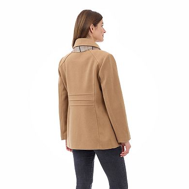 Women's London Fog Short Wool Coat With Scarf