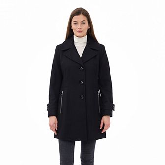 Women's London Fog Single Breasted Wool Blend Coat