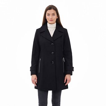 Women's London Fog Single Breasted Wool Blend Coat