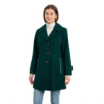 Women's London Fog Single Breasted Wool Blend Coat