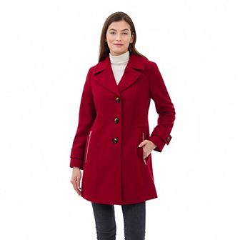 Women's London Fog Single Breasted Wool Blend Coat