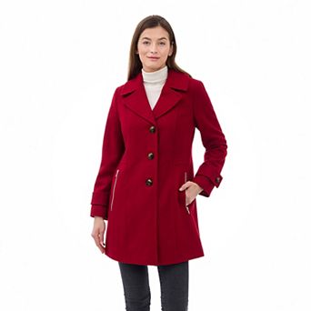 Women's London Fog Single Breasted Wool Blend Coat