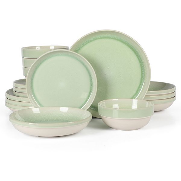 Sur La Table Kitchen Essential Reactive Dinnerware 16-piece Set - Green