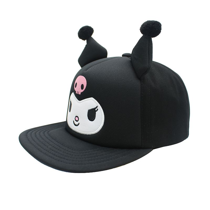Licensed Character Women's Kuromi 3D Ears Foam Front Baseball Hat, Black