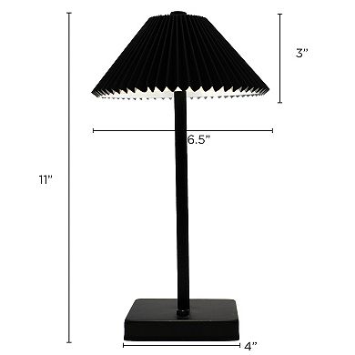 Pleated Shade Cordless LED Touch Lamp