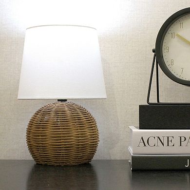 Rattan Accent Lamp with Fabric Shade