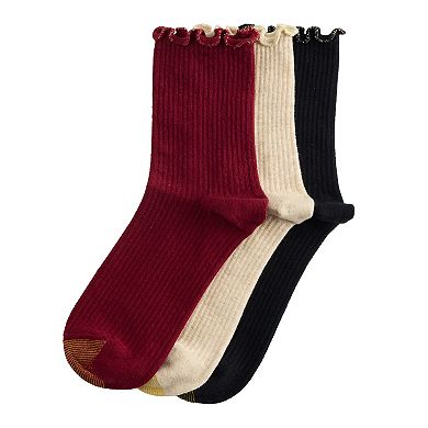 Women's GOLDTOE® 3-Pack Sparkle Lettuce Edge Midi Sock Set