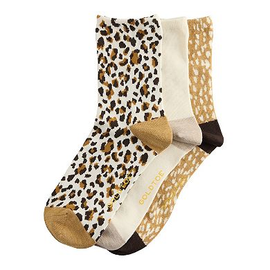 Women's GOLDTOE® 3-pk. Animal Print Crew Socks