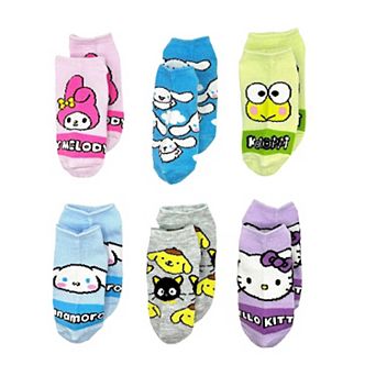 Sanrio's Hello Kitty & Friends Girls 6-Pack No-Show Socks