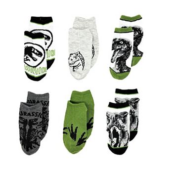 Universal Jurassic World 4 Boys 6-Pack No-Show Socks