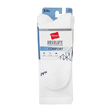 Men's Hanes® 3-Pack Ultimate Absolute Comfort Moisture-Wicking Crew Socks