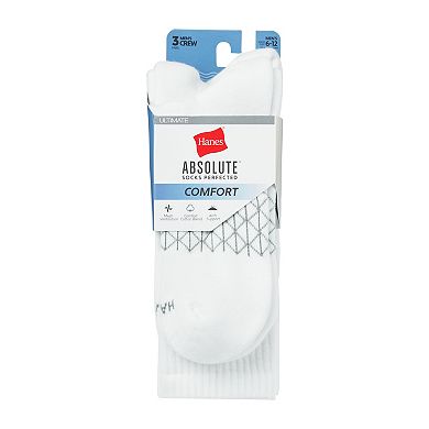 Men's Hanes® 3-Pack Ultimate Absolute Comfort Moisture-Wicking Crew Socks