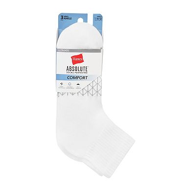 Men's Hanes 3-Pack Moisture-Wicking Ankle Socks