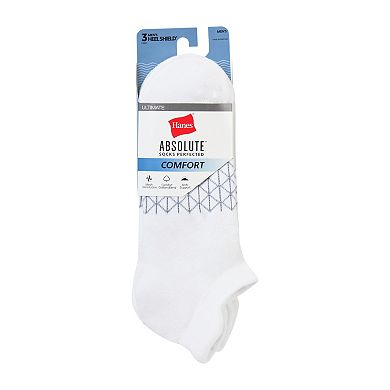 Men's Hanes Ultimate® 3-Pack Absolute Comfort No Show Socks with Heel Shield
