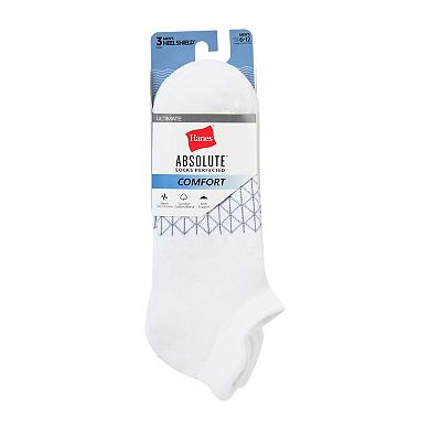 Men's Hanes® 3 Pairs Ultimate Absolute Comfort No Show Socks with Heel Shield