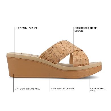 Journee Biara Women's Slip On Platform Wedge Sandals