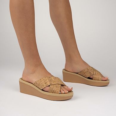 Journee Biara Women's Slip On Platform Wedge Sandals